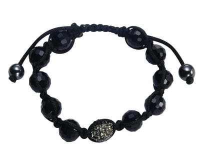 Behave - Armband zwart met facet kralen en strass - Streetstyle look