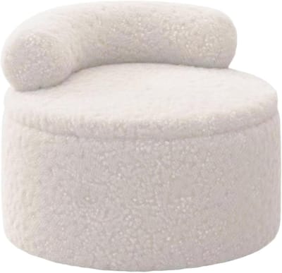 Voetenbank Ottoman - Voetsteun Poef - Extra Zitplaats - Met Opbergruimte - 35x35x27cm - Wit