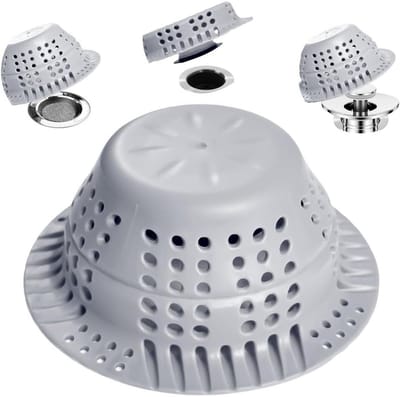 Douche Haarvanger - Afvoerplug Haar - Verstopping Voorkomen - Zwaartekrachtplaat Ontwerp - 114 cm - Grijs