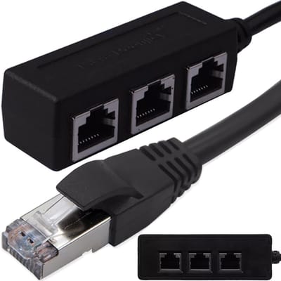 ZMR® Internet Splitter - Internetkabel - Netwerk Switch - Zwart - 3cm x 3cm x 20cm