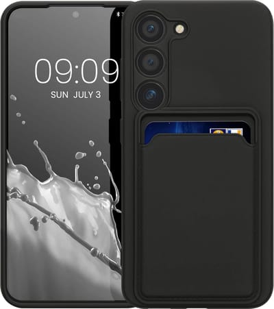 Casemania Hoesje Geschikt voor Samsung Galaxy S24 Plus - Zwart - Siliconen Back Cover met Pasjeshouder