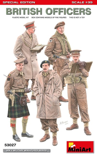 MiniArt Modelbouwpakket Militaire voertuigen - 53027 Britse Offciers WWII - Special Edition - 5 Figuren Plastic - 1:35 - Modelbouw
