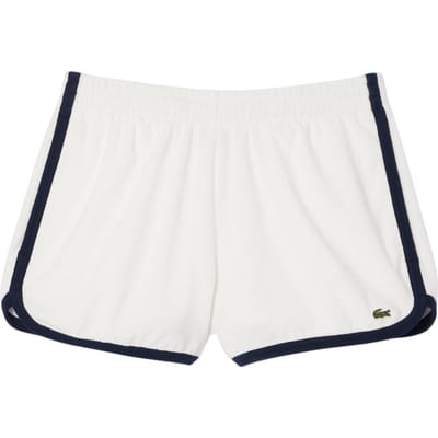 Lacoste Dames Terrycloth Shorts met Contrasterende Rand (Crème/Zwart)