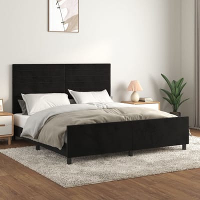 vidaXL - Bedframe - zonder - matras - 160x200 - cm - fluweel - zwart