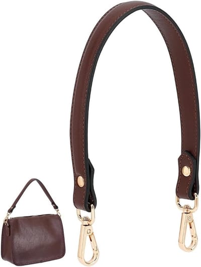 Bruine Leren Armpit Bag Riem met Korte Portemonnee, Vervangende Handtas Haken en Gouden Gespen voor Dames, Ideaal voor DIY Handtassen en Schoudertassen