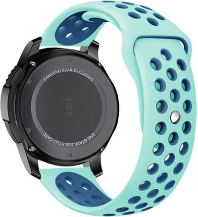 Strap-it 20mm - sport bandje geschikt voor Samsung Galaxy Watch 42mm / Active (2) - 40 & 44mm / Galaxy Watch 3 41mm / Watch 4 (Classic) / Watch FE / Watch 5 / 5 Pro / Galaxy Watch 7 (40 & 44mm) / Watch 6 (Classic) / Gear Sport - aqua/blauw