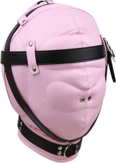 Banoch - Reticent Hood Black/Pink -Zwart/Roze bondage masker van pu Leer | BDSM
