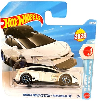 HOT WHEELS TOYOTA PRIUS CUSTOM METALIC WHITE PERSONNALISÉ 60/250 HWJ-IMPORTS 1/10 SHORT CARD 1:64 2026