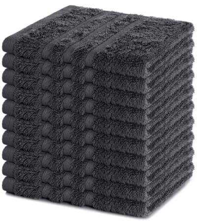 Lavea® Set van 10 Washandjes 30x30 cm | 100% Katoen | Zachte & Absorberende Gastendoekjes | Gezicht, Baby, Make-up, Reizen - Antraciet