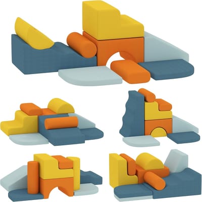 Zachte Speelset - Kinder Klimblokken - Motorische Ontwikkeling - 9 Delig - 140 x 80 x 25 cm - Meerkleurig