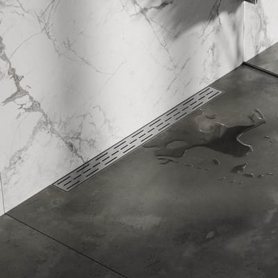 Brauer Douchegoot met Standaard Rooster en Flens Voor Wandmontage - 80 cm - Rvs Geborsteld