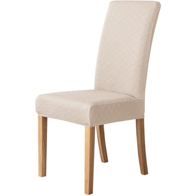 1 ST Jacquard Eetkamerstoelhoes Elastische Universele Maat Stoelhoes Effen Kleur Zitting Beschermhoes voor Bruiloft el Huis white