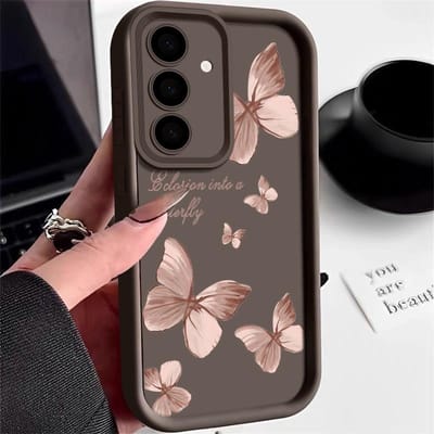 Gouden Vlinder Zachte TPU Hoesje Voor Samsung Galaxy A55 A54 A15 A56 A16 A35 A53 A25 5G S25 S24 S23 S22 Ultra Plus S23 FE Telefoonhoesje For Samsung S23Ultra