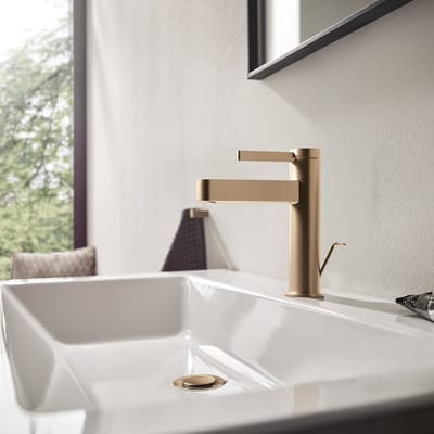 hansgrohe Finoris - Wastafelmengkraan - Ééngreeps bediening - CoolStart energiebesparend - Met trekwaste - 110mm - Brushed Bronze