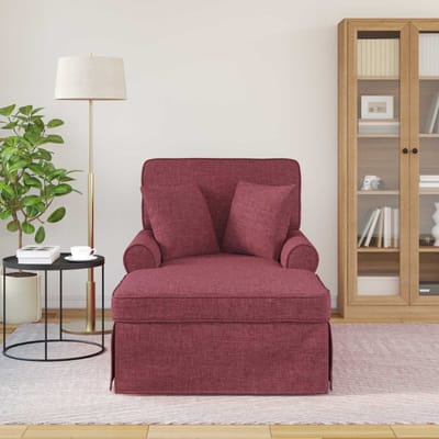 vidaXL - Chaise - Lounge - met - Rok - 3 - st - Wijnrood - Stof - 91 - x - 157 - x - 91 - cm