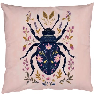 Sierkussens - Kussentjes Woonkamer - 50x50 cm - Donkerblauw - Kever - Bloemtakken - Sierlijk
