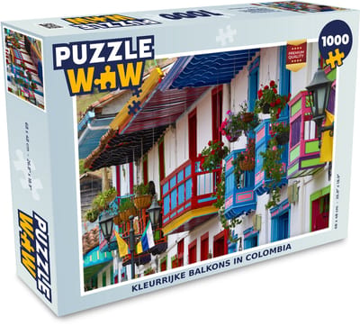 Puzzel Kleurrijke balkons in Colombia - Legpuzzel - Puzzel 1000 stukjes volwassenen