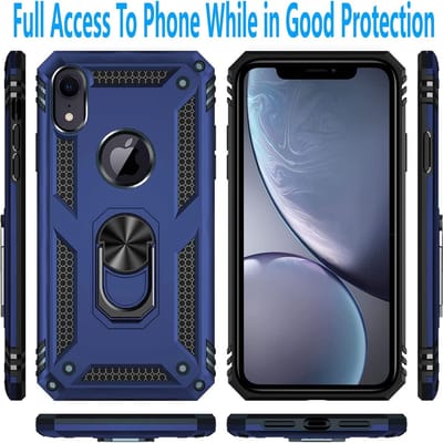 Ring Armor - Hoes met Kickstand Ring Geschikt voor: iPhone XR - Blauw - Draaibare standaard - Magneet - ZT Accessoires