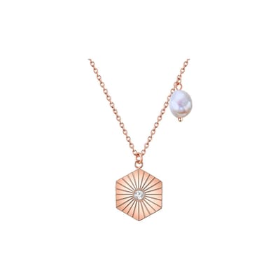Valero Pearls damesketting roestvrijstalen zoetwaterparel One Size Roségoud 32018615
