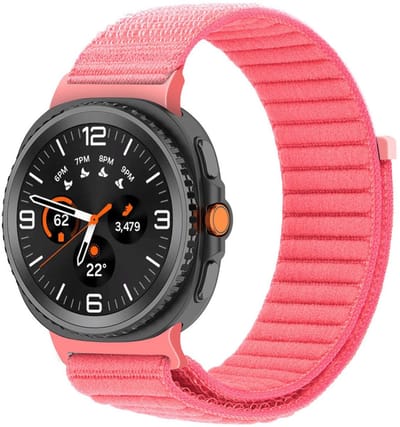 Nylon bandje - geschikt voor Samsung Galaxy Watch 8 (40mm) / Galaxy Watch 8 (44mm) / Galaxy Watch 8 Classic - klittenbandsluiting - roze