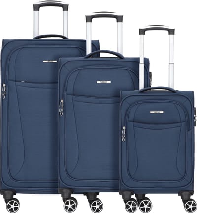 NOWI Edinburgh 4 wielen Kofferset 3-delig - Zachte bagage - TSA slot - navy
