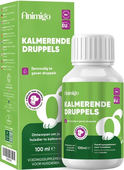 Animigo Kalmerende Druppels voor Honden - Natuurlijk Kalmeringsmiddel met L-Tryptofaan - 100 ml - Gemaakt in de EU