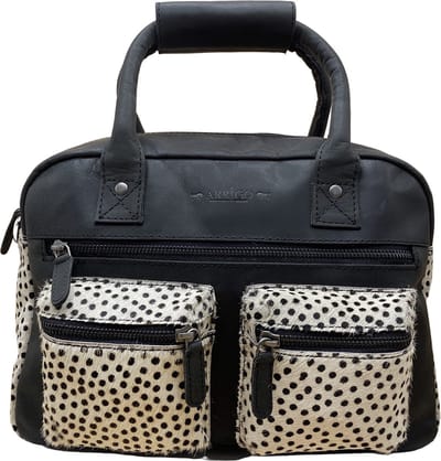 Handtas – Cheetah - Zwart - Crossbody Dames Tas – Cowboybag - Schoudertas Leer - Westernbag