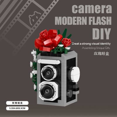 Kit de construction amusant pour appareil photo rétro Briques de construction Kit Cadeau de collection Idée Ensemble idéal pour Adultes et Adolescents Garçons et Jouet NO BOX black