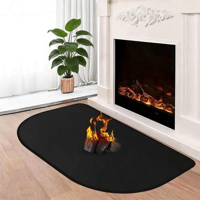 Vuurvaste Haardmat - Vloerbeschermer Vonken - Haard Veilig Gebruiken - Hittebestendig Tot 2000°C - 50 x 80 cm - Zwart