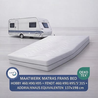 EasyBedden® Matras Fransbed opmaat caravan matras Pluto 137x198 Koudschuim HR45 circa 16 cm