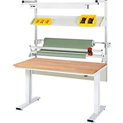 Rau inpaktafelsysteem 02 adlatus 300 werkbank serie, B 1500 x D 800 x H 720-1120 mm, massief beukenhouten blad, tot 300 kg