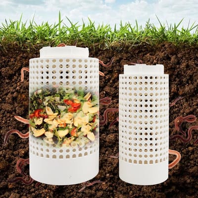 2-delige compostbak voor organisch afval - perfect voor tuin en volkstuin, met ventilatie en deksel