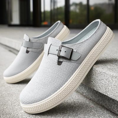 Slippers voor buiten Heren Enkellaags Net Zomer Grote maat Holle Ademende Mesh Schoenen voor Heren Effen Sport- en Vrijetijdsschoenen 44 gray