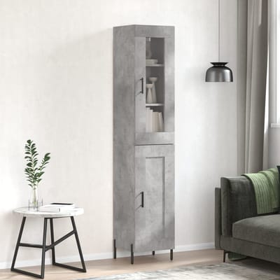vidaXL - Hoge - kast - 34,5x34x180 - cm - bewerkt - hout - betongrijs