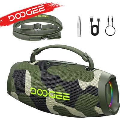 DOOGEE Wild Boom Bluetooth-luidspreker 100W RMS Massive Bass Party Boombox Stereo Clarity IP55 waterdichte luidspreker met kleurrijke lichte draagbare klankkast
