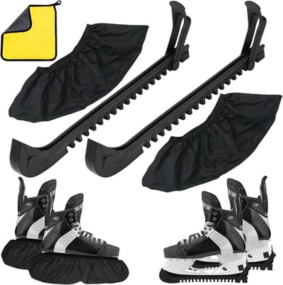 Verstelbare schaatsbeschermers voor figuurschaatsen en ijshockey, 2 paar, zwart, fiber materiaal