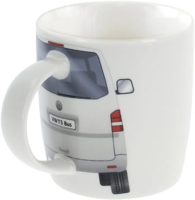 BRISA VW Collection - Volkswagen grote keramische koffie-thee-cappuccino-mok-Haferl mok voor keuken in VW T5 design (370 ml/front/zwart)