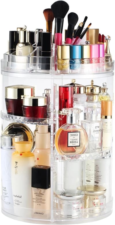 Grote Draaiende Make-up Organizer met 8 Lagen voor Cosmetica en Huidverzorging, Transparant en Ruim Ontwerp
