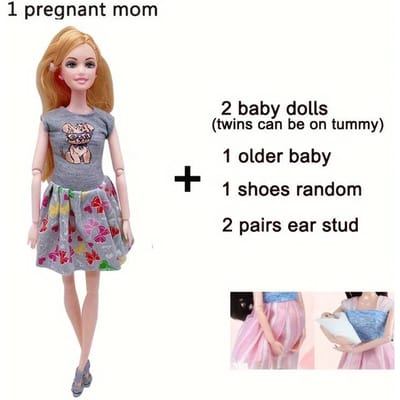 Zwangere Pop Heeft een Baby in Haar Buik Mama Pop Zwangere Mama Speelgoed met 2 Baby Poppen Speelsets Accessoires voor Meisjes Jongens Cadeau