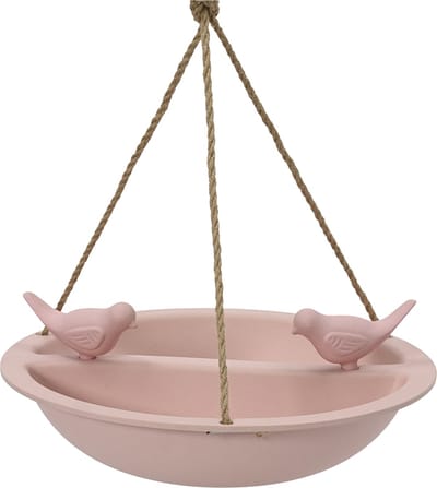 Decoris Vogelbad/drinkschaal - bamboe hout - lichtroze - D27 cm - voederbak