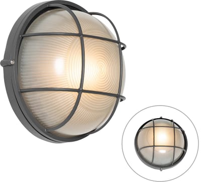 QAZQA hanneke - Industriele Wandlamp voor buiten - 1 lichts - D 10.6 cm - Donkergrijs - Industrieel - Buitenverlichting