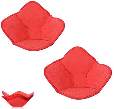 2-stuks Pannenlappen - Komhoezen - Stoffen komomhulzen - Warmteomhulzen - Voor het oppakken van hete kommen en serviesgoed - Katoen - 18×18×8 cm - Geschikt voor magnetrongebruik, thuiskoken, maaltijden opwarmen en keukenwerkzaamheden - Rood