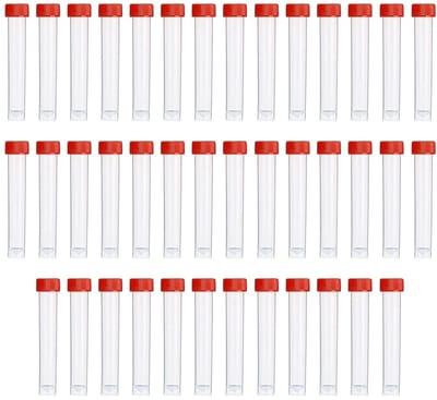 40 Stuks Testbuizen met Deksel en Gegradueerde Markeringen, 10ml Plastic Laboratorium Tubes voor Onderzoek en Experimenten