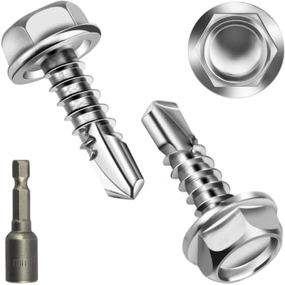 Pack van 50 RVS Zelfborende Schroeven voor Trapeziumplaten - 4.8 x 16 mm, Geschikt voor Metaal en Hout, Ideaal voor Dakbedekking en Bevestiging