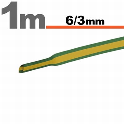 10× 1 Meter Krimpkous Groen/Geel 6 / 3 mm – 10 Stukken Van 1 Meter – Warmtekrimpbuis Voor Isolatie En Kabelbescherming – Geschikt Voor Elektrische Installaties En Reparaties [11022X]