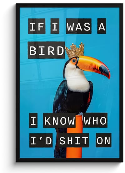 Poster in lijst - Fotolijst 60x90 cm - Posters - Vogel - Toekan - Blauw - Quotes - Posterlijst zwart - Decoratie - Wanddecoratie woonkamer - Muurdecoratie slaapkamer