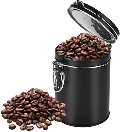 Dailygoods- Koffiecontainer 450 ml - Roestvrij Stalen Bewaarbox - Luchtdichte Opbergdoos - Voor Koffie, Thee, Noten - Inclusief Uitlaatklep - Hoogwaardige Materialen - Voedselopslag
