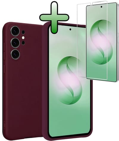 Hoesje Met Screenprotector - Geschikt voor Samsung Galaxy S26 Ultra - Sterk & Shockproof - Back Cover - Siliconen Case - Telefoon Hoes - Aubergine
