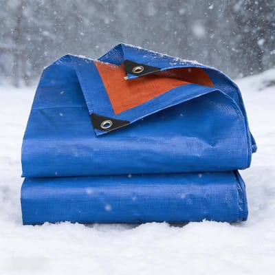 Waterdicht Zeildoek Dekvel 500 x 700 cm Uv-Bescherming, Waterdicht, Zwaar Uitgevoerd Dekzeil Grondzeil Versterkte Randen, met Oogjes Voor Tuin Gazon Planten Kippen, Blauw