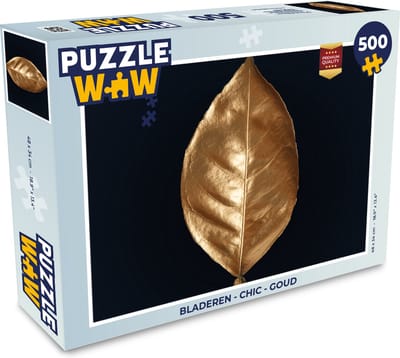 Puzzel Bladeren - Chic - Goud - Planten - Zwart - Legpuzzel - Puzzel 500 stukjes